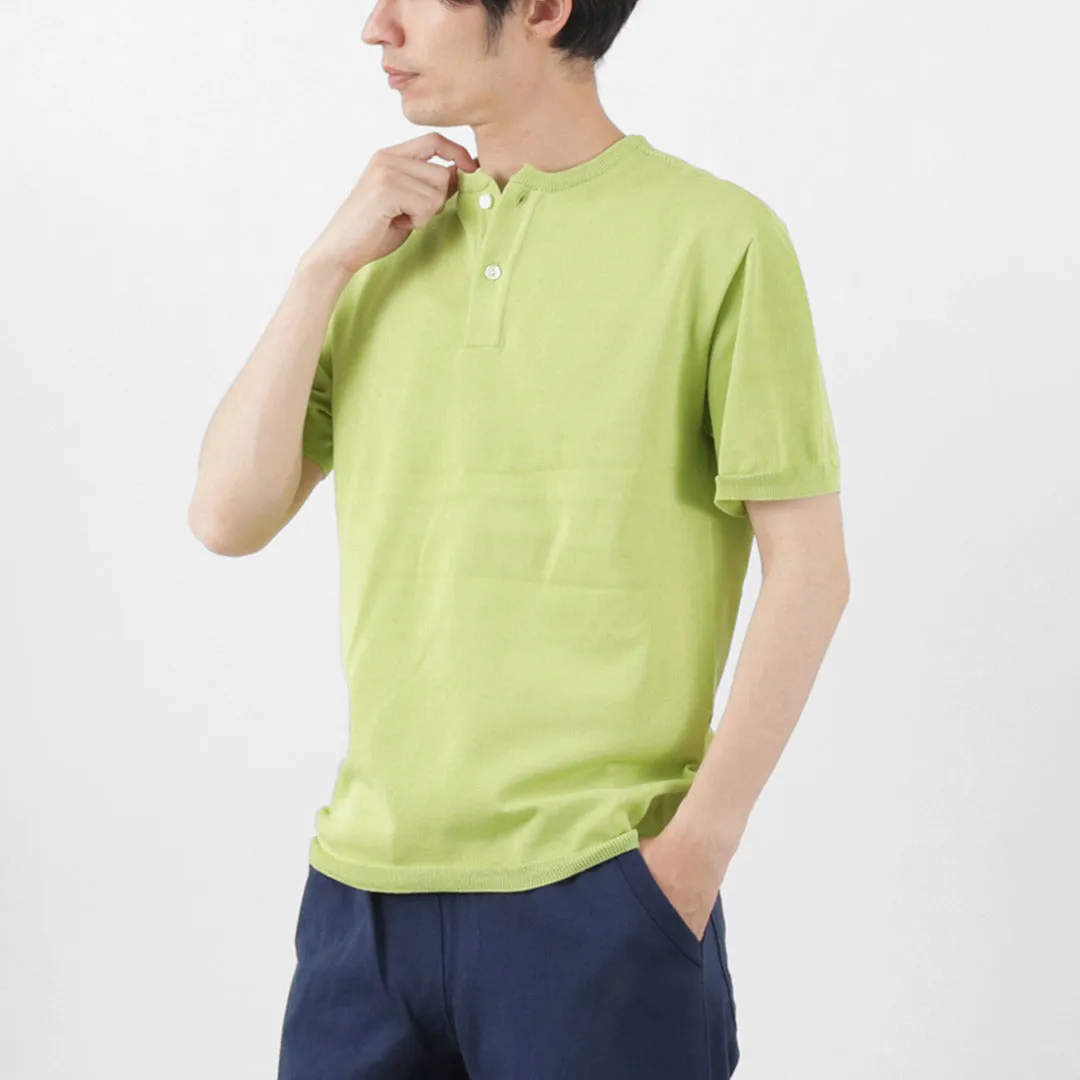 Stretchable Armholes Adult Wear SOGLIA / Cotton Fitted Seamless Henry Neck Knit Tee