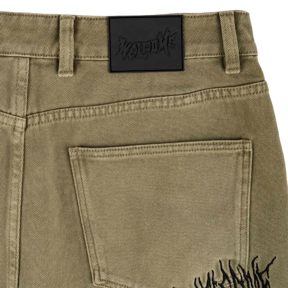 warm tones yoga clothes Welcome Chasm Baggy Denim Shorts - Cedar