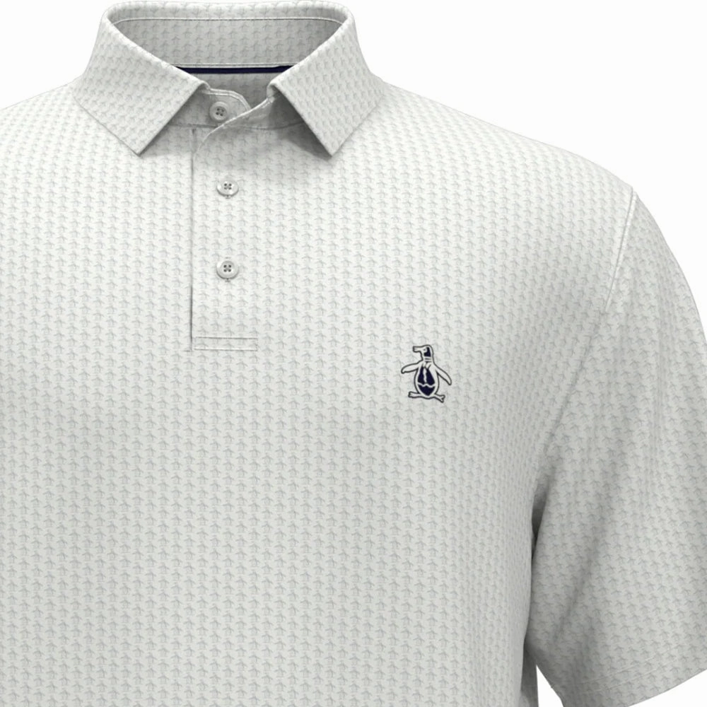 Original Penguin All-Over Pete Print Polo Shirt - Bright White Ethically Sourced Cotton Geometric precision