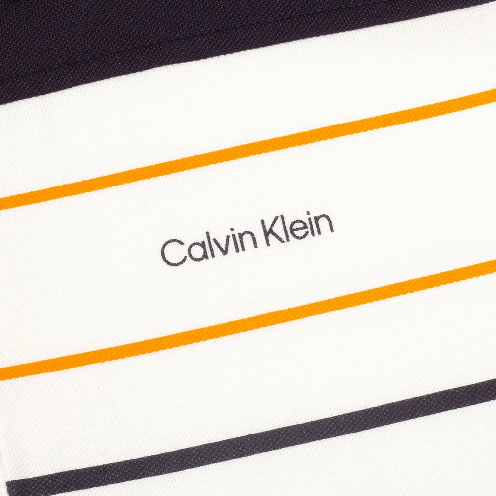 Calvin Klein Blackwater Polo Shirt - White/Orange Weekend Comfort Style Ultimate Fit