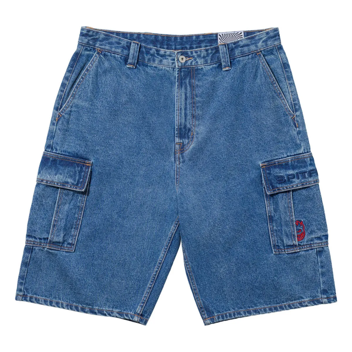 men's fashion plain shorts Spitfire Classic '87 Denim Cargo Shorts - Light Stone Wash