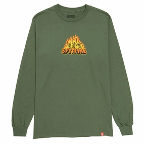 Lightweight Look Spitfire Hellfire Long Sleeve T-Shirt - Military Green/Multi