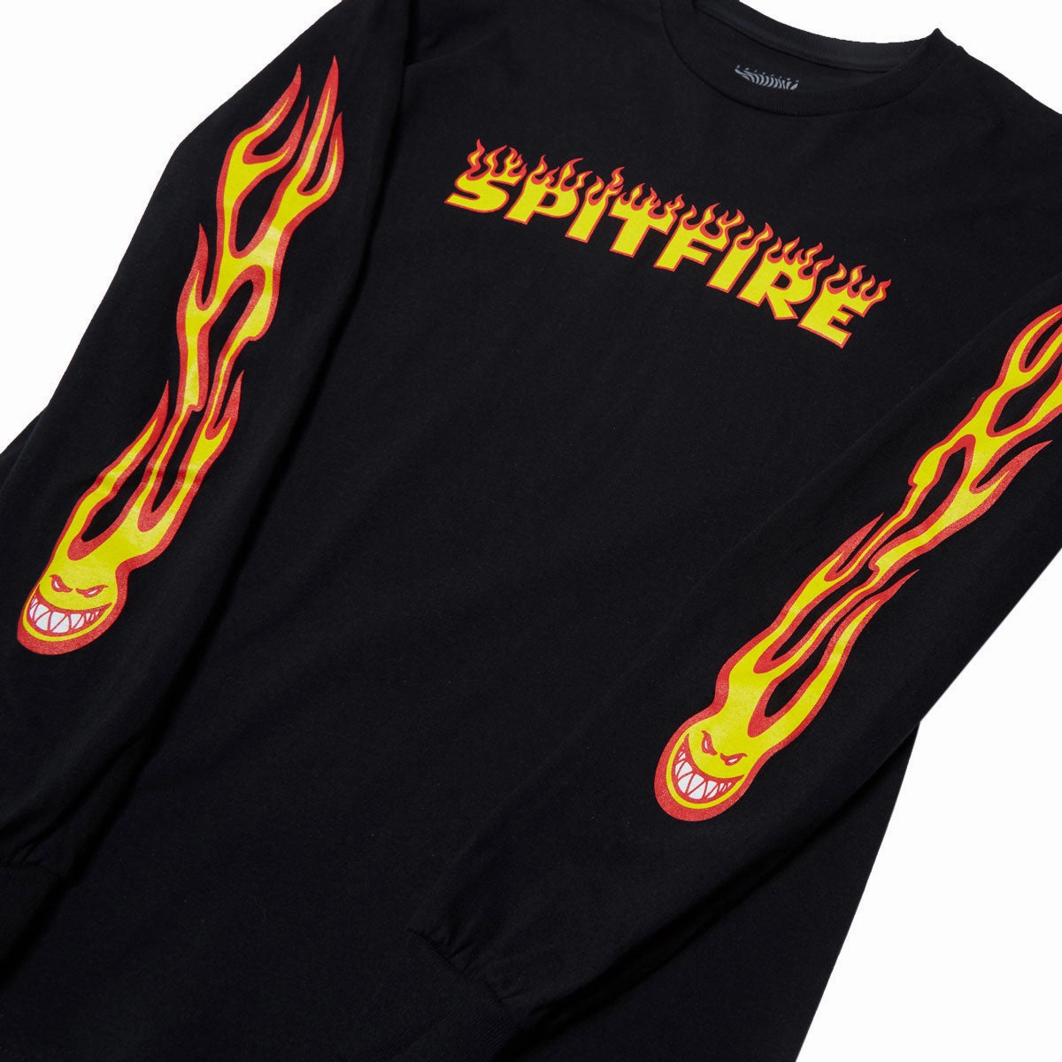 Easy Style Wear Colorfast Dye Spitfire Hotrod Long Sleeve T-Shirt - Black/Yellow/Red