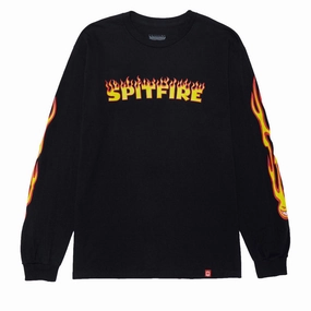 Essential Wardrobe Spitfire Hotrod Long Sleeve T-Shirt - Black/Yellow/Red