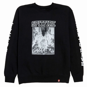 City Wear Style Casual Fashion Spitfire Inferno Sleeve Sweatshirt - Black/Black/White