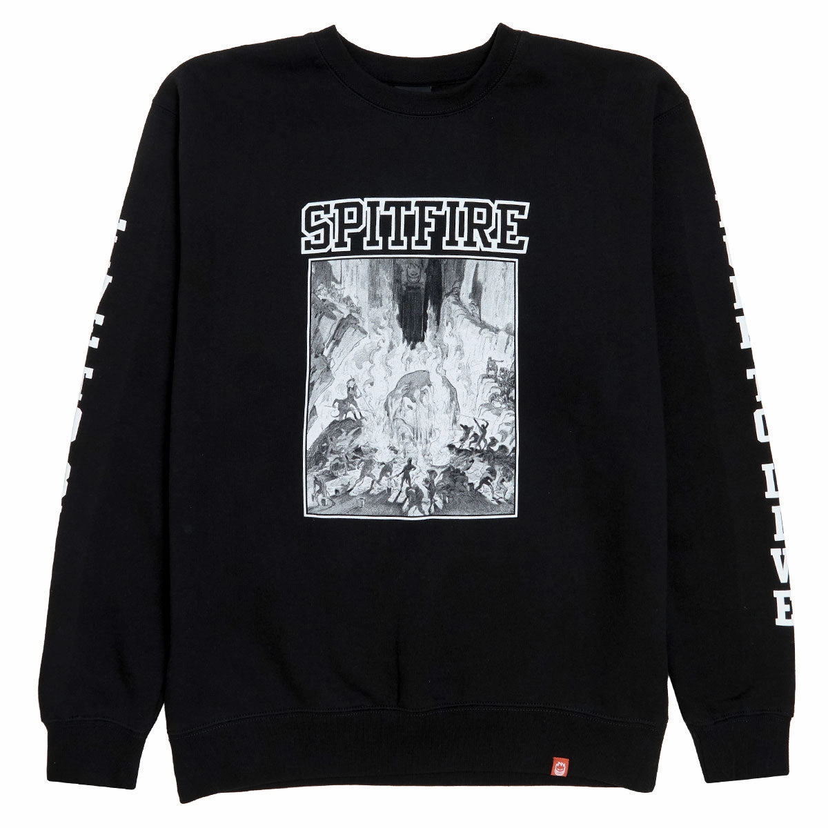 City Wear Style Casual Fashion Spitfire Inferno Sleeve Sweatshirt - Black/Black/White