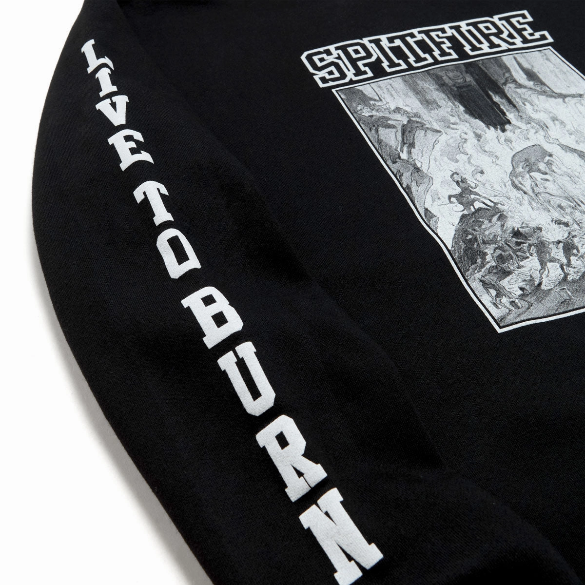 Spitfire Inferno Sleeve Sweatshirt - Black/Black/White Ivy League style Black bear like