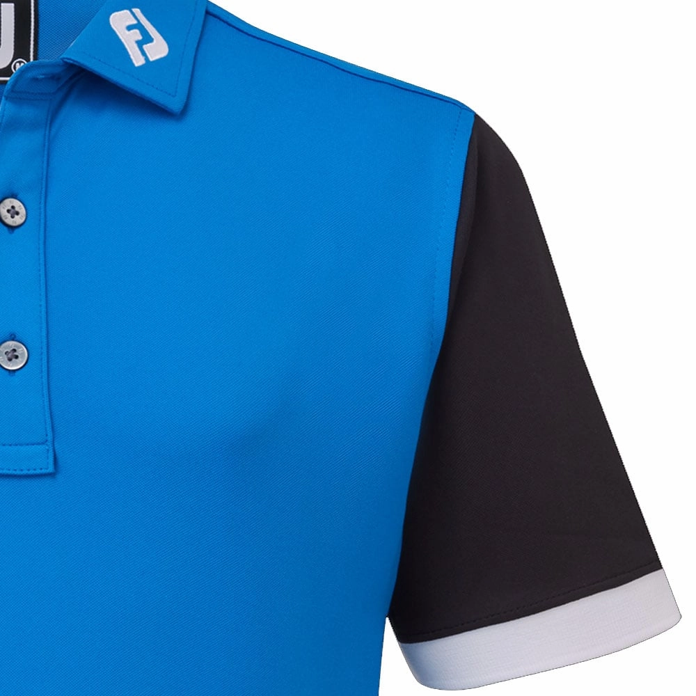 Travel Trend Look Premium Material FootJoy Junior Colour Block Polo Shirt - Cobalt/Black