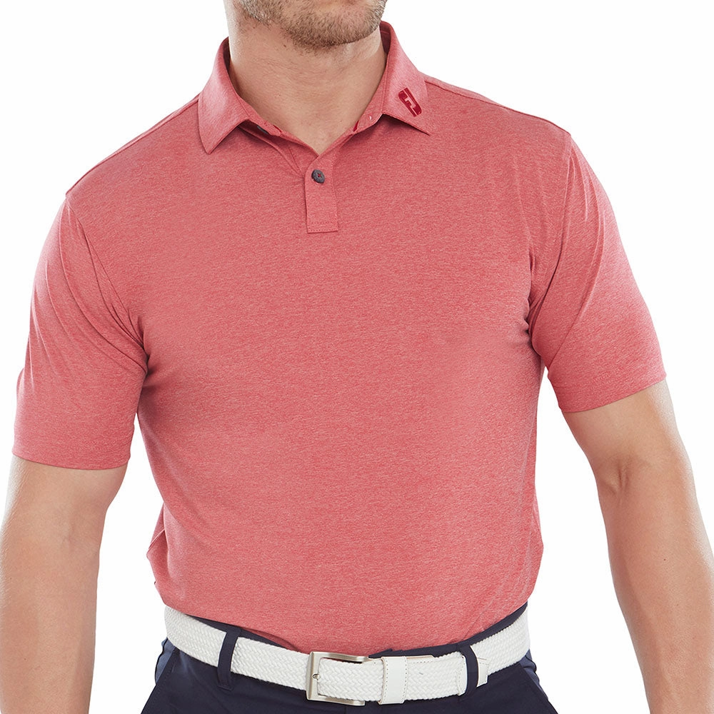 FootJoy Heather Self Collar Polo Shirt - Red Versatile Wardrobe Piece Breathable Style