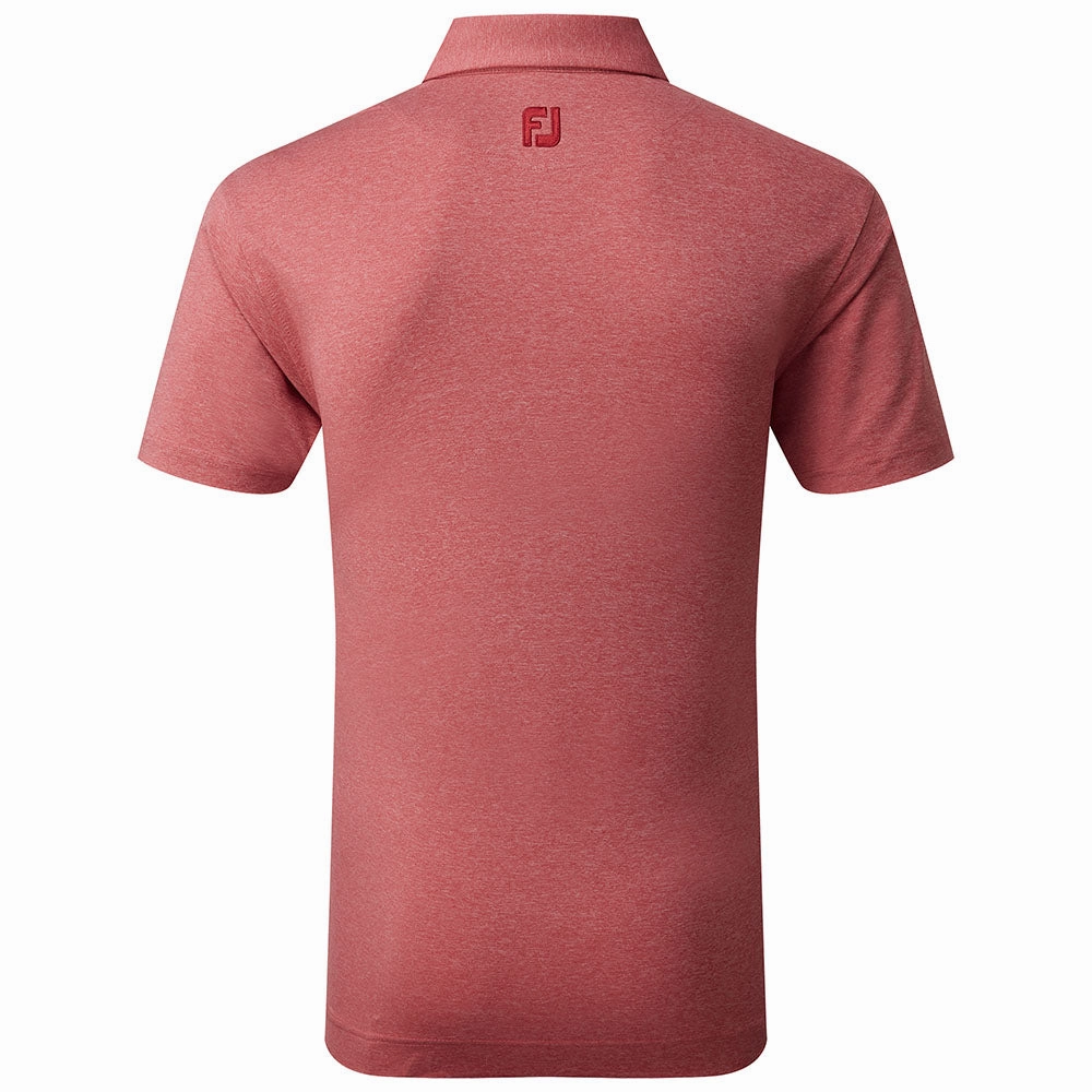 FootJoy Heather Self Collar Polo Shirt - Red Wrinkle Resistant Material All-Season Comfort
