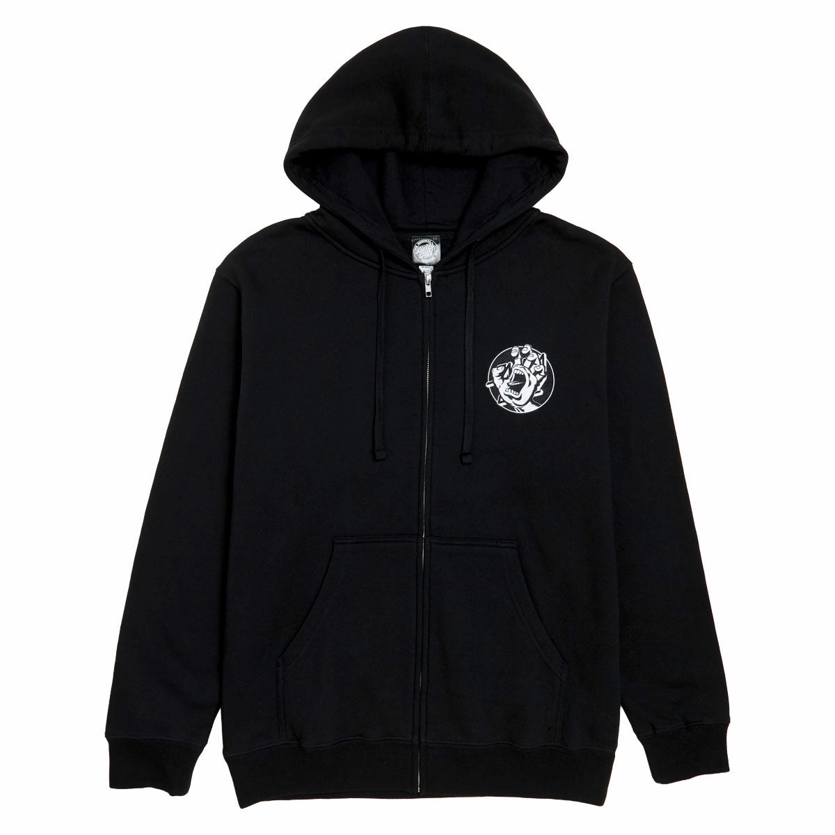 Flexible Waistband Santa Cruz Hand Dot Zip Up Hoodie - Black