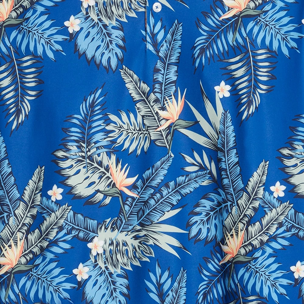 Puma Cloudspun Aloha Polo Shirt - Festive Blue Buttery Soft Fabric