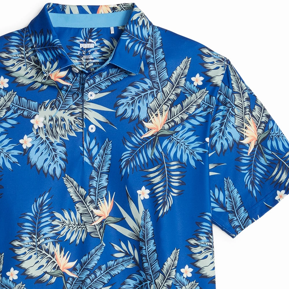 Puma Cloudspun Aloha Polo Shirt - Festive Blue Light and Soft