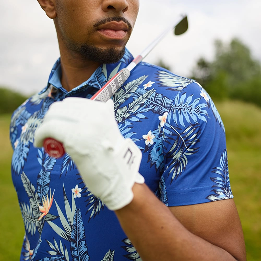 Heathered Texture Tagless Design Puma Cloudspun Aloha Polo Shirt - Festive Blue