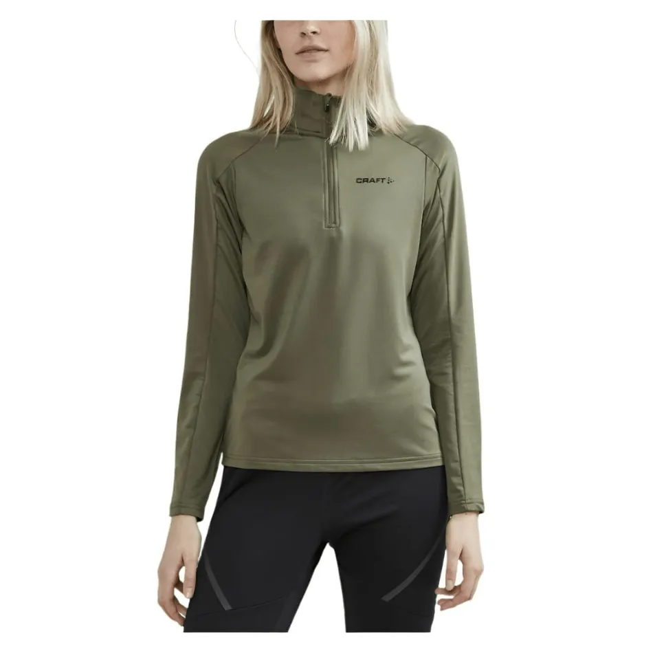 Zipped closure Tailored Craft Women's Core Gain Midlayer with 1/4 Zip in Rift Green AW24