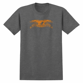 Anti-Hero Basic Eagle T-Shirt - Heather Charcoal/Orange Scoop neck femininity