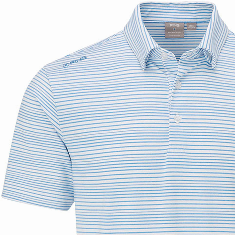LongLastingColor Chic Wearable Ping Alexander SensorCool Polo Shirt  - White/Infinity Blue