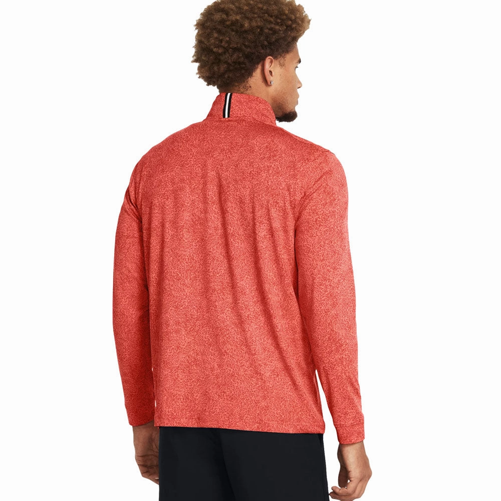 Street Wear Under Armour Playoff Printed 1/4 Zip Pullover - Coho/Red Solstice/Black