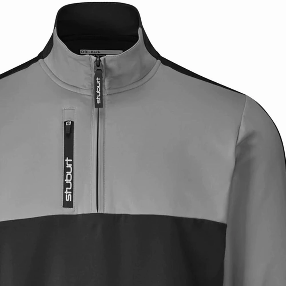 product customer retention product office appropriate professionalism Stuburt Reynold 1/2 Zip Pullover - Black/Slate Grey
