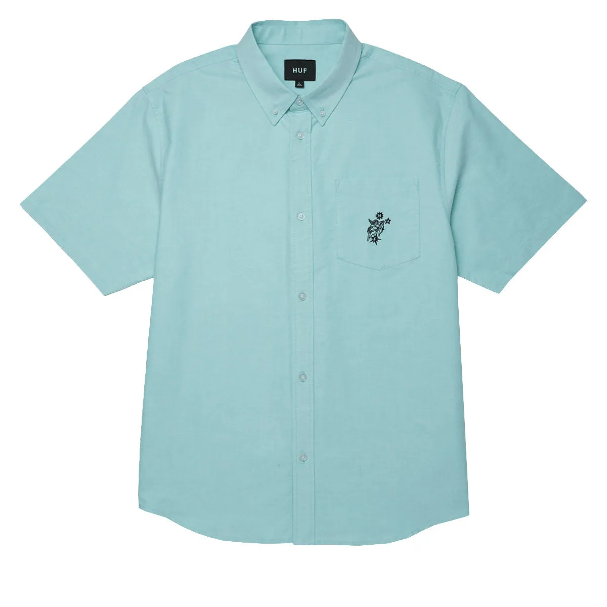 HUF Icarus Oxford Shirt - Diffused Jade Subtle pattern Winter Essentials