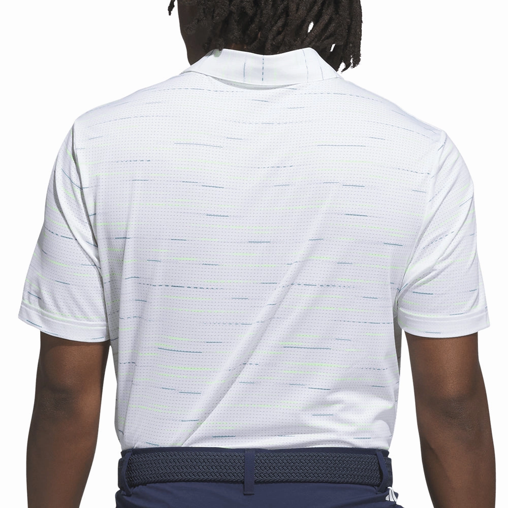 Layered Look Functional Side Gussets adidas Ultimate365 Mesh Glimmer Print Polo Shirt Sleeve Logo - White