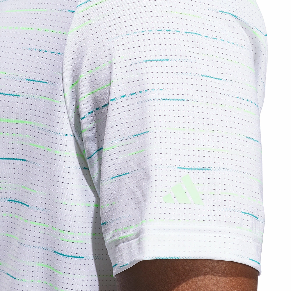 Anti Pilling Finish adidas Ultimate365 Mesh Glimmer Print Polo Shirt Sleeve Logo - White