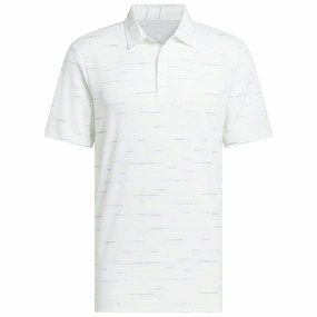 adidas Ultimate365 Mesh Glimmer Print Polo Shirt Sleeve Logo - White Quick Dry Technology Light Breeze