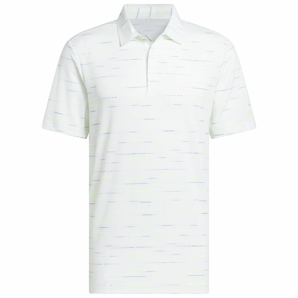 adidas Ultimate365 Mesh Glimmer Print Polo Shirt Sleeve Logo - White Quick Dry Technology Light Breeze