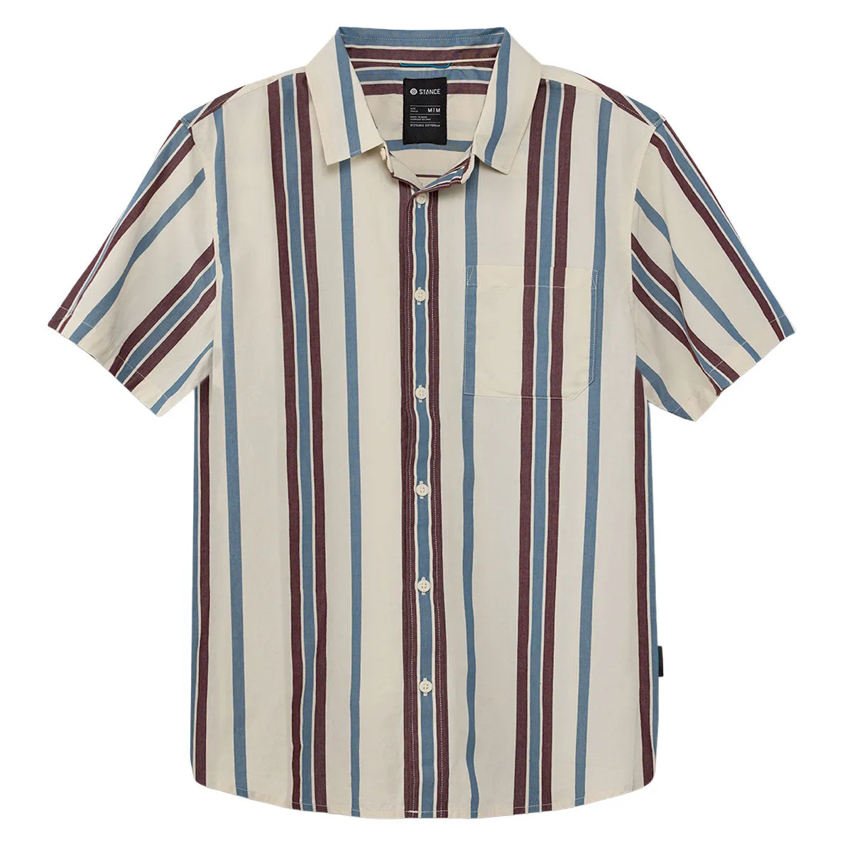 Stance Bales Button Up Shirt - Navy Stripe Casual Hangout Weekend Adventure