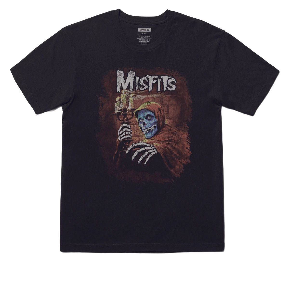 Stance x Misfits T-Shirt - Black Layered Hem Detail