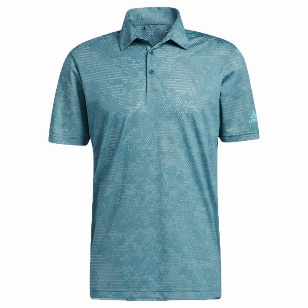 Cozy Vibe Low carbon footprint adidas Camo Polo Shirt - Wild Teal/Acid Mint
