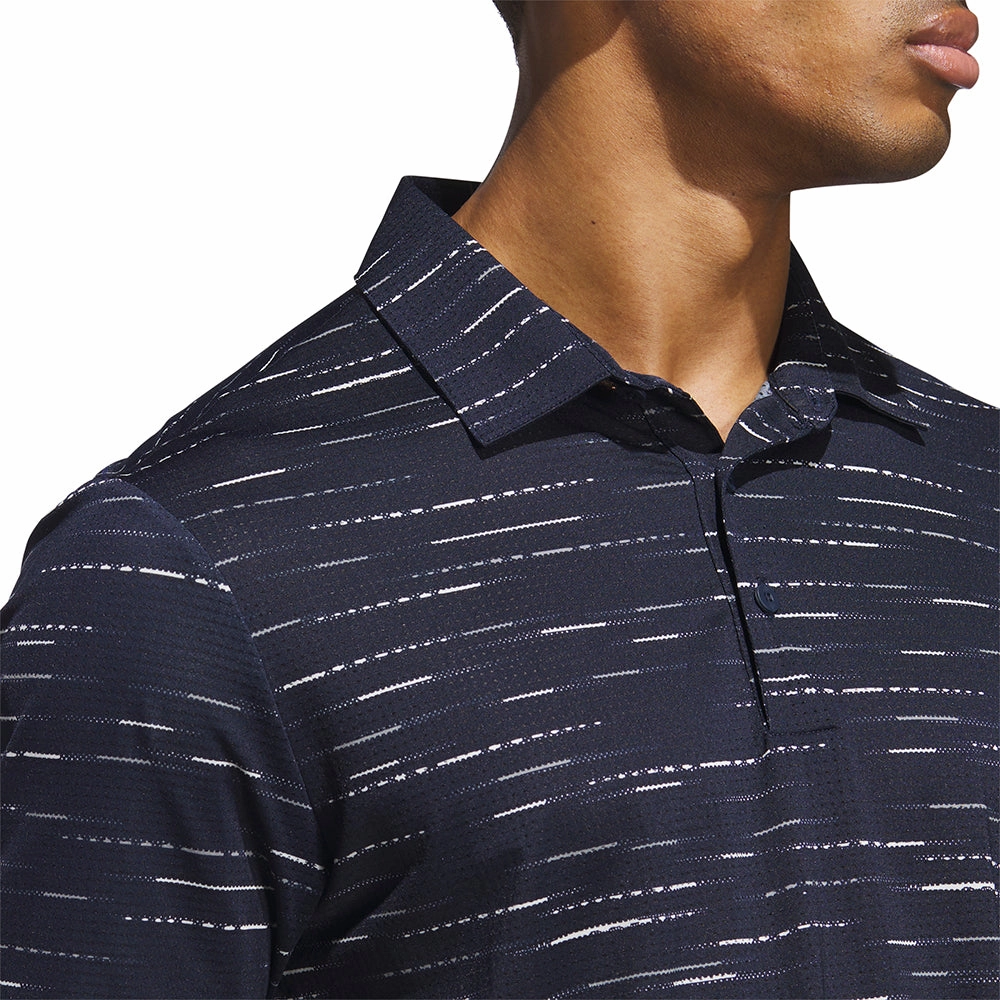 adidas Ultimate365 Mesh Glimmer Print Polo Shirt Sleeve Logo - Collegiate Navy Basic Layering Washable