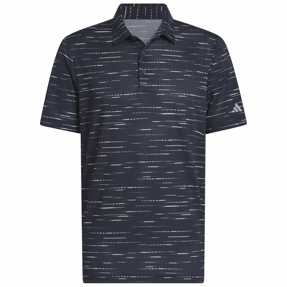 adidas Ultimate365 Mesh Glimmer Print Polo Shirt Sleeve Logo - Collegiate Navy Non Iron Fabric