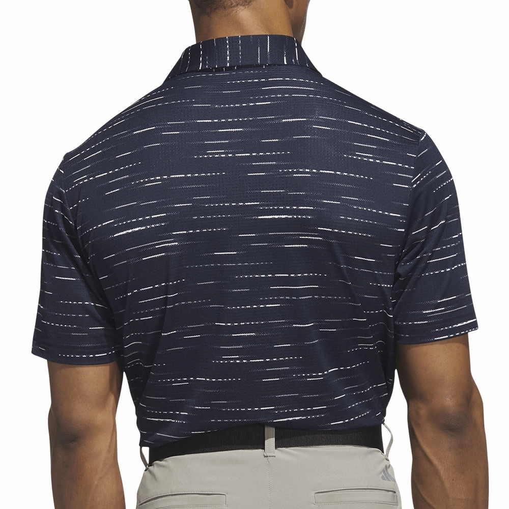 Chilly Layer Chic Comfort Wear adidas Ultimate365 Mesh Glimmer Print Polo Shirt Sleeve Logo - Collegiate Navy
