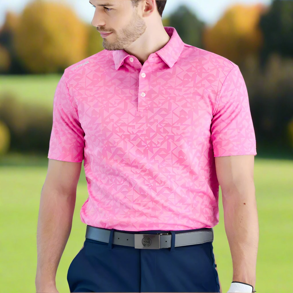 Wicking Interlock Knit Animal print wildness Ping Geo-Camo Polo Shirt - Ultra Pink