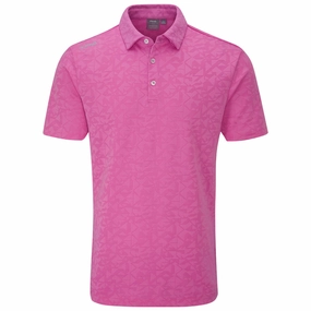 Ping Geo-Camo Polo Shirt - Ultra Pink Chilly Day Style Lightweight Weave