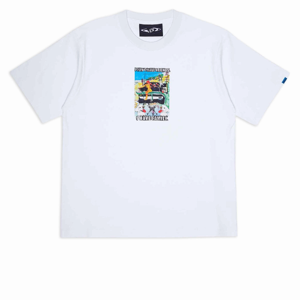 BreathableFabric Stretchable Collar Band WKND Family T-Shirt - White