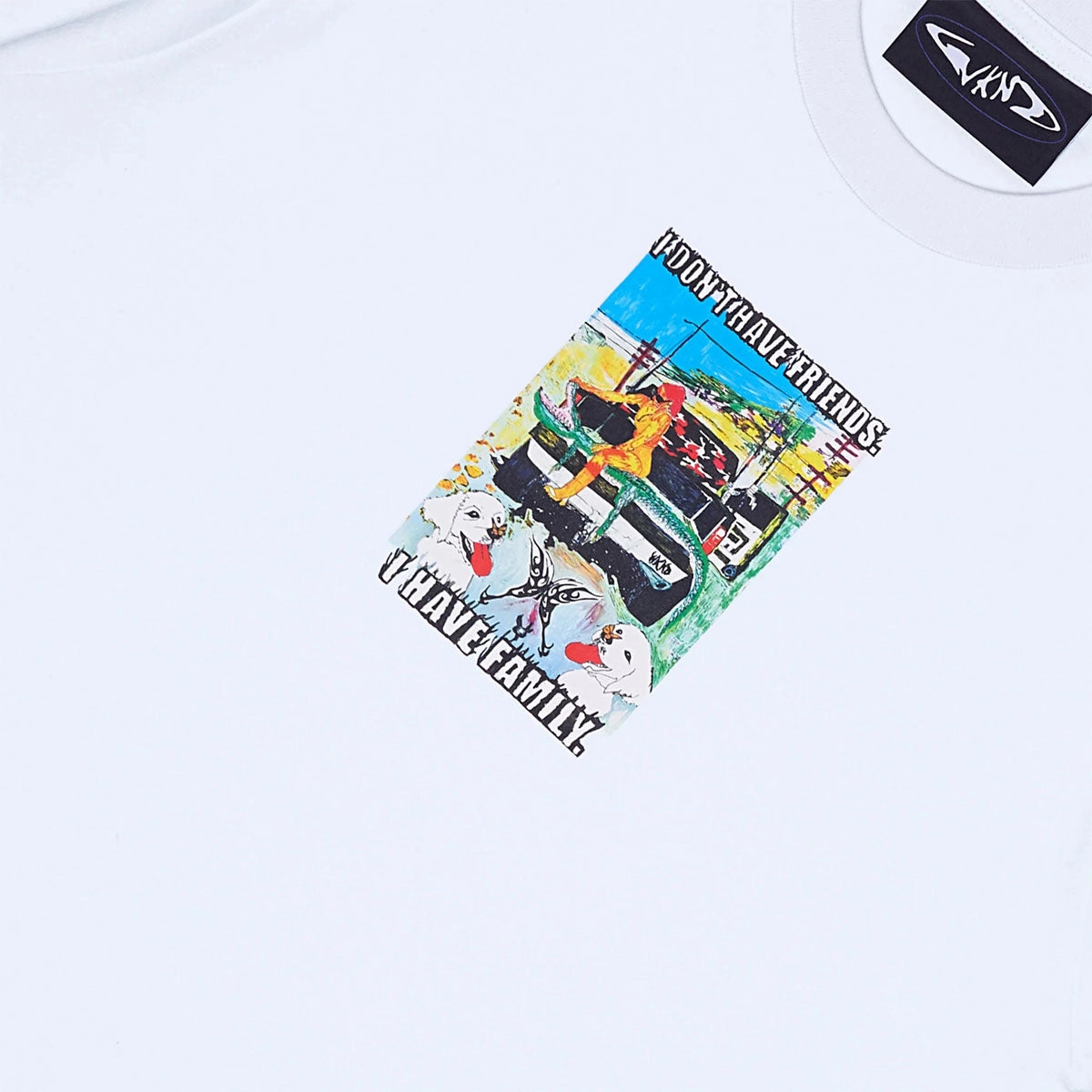 Essential Clothing Flexible Collar WKND Family T-Shirt - White