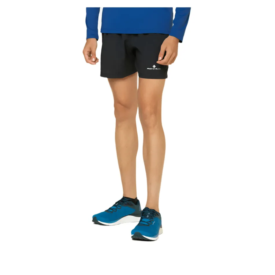 Warehouse Work printed shorts Ronhill Men's Core 5" Short in Black/Bright White SS25