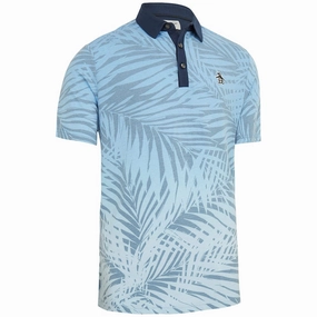 Original Penguin Resort Leaf Printed Polo Shirt - Blue Tattoo oversized but not shapeless
