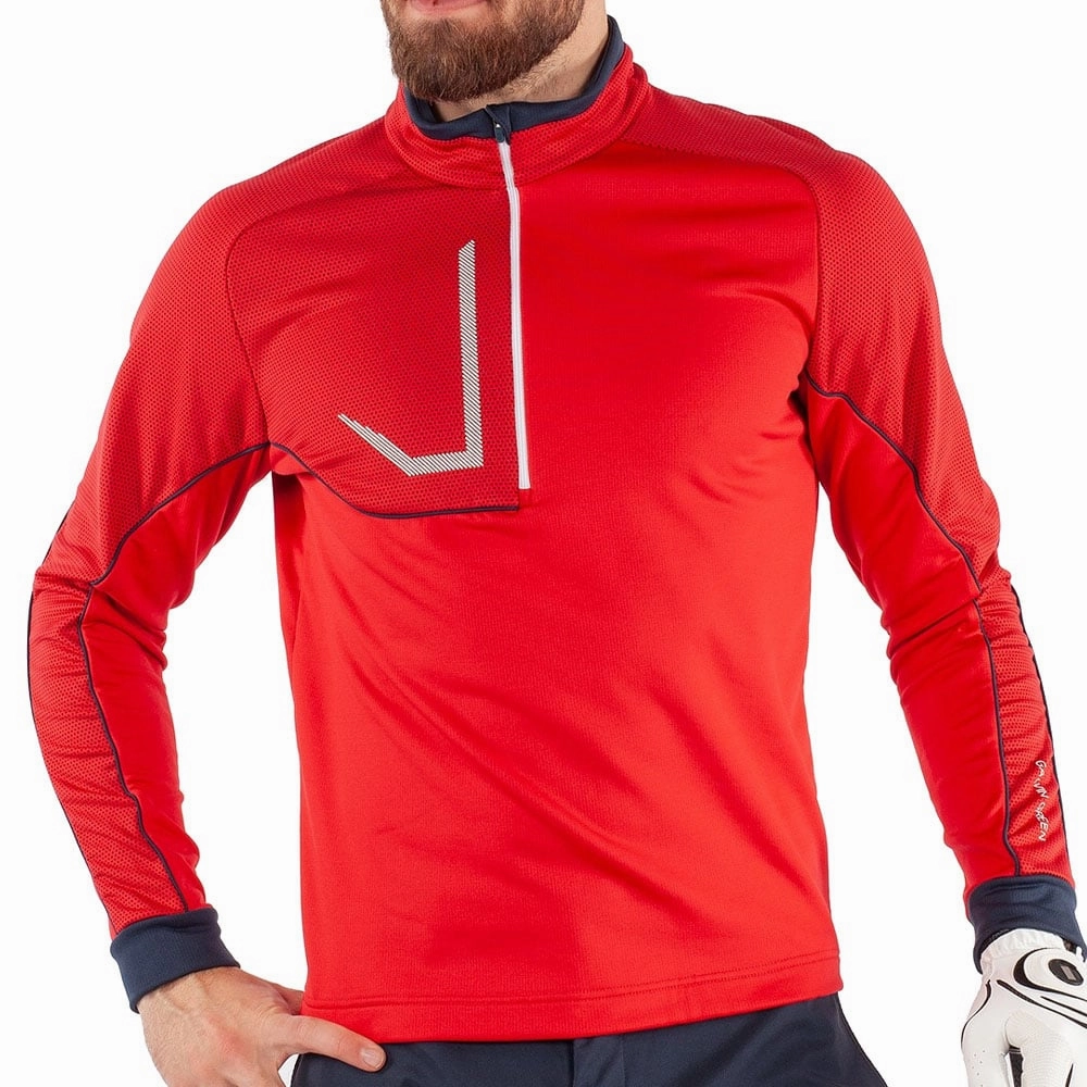 Galvin Green Daxton Insula 1/2 Zip Sweater - Red/Navy/White Weekend Comfort