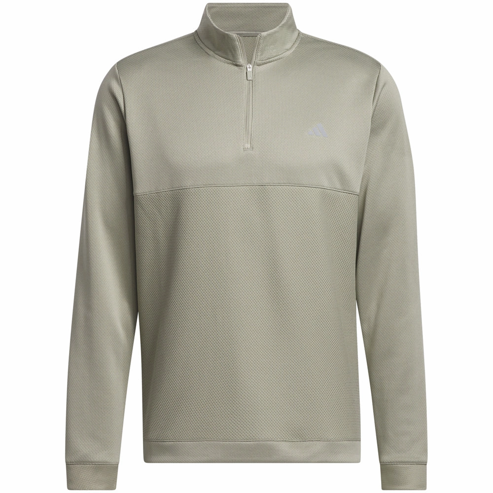 Cozy And Stylish adidas Textured 1/4 Zip Pullover - Silver Pebble