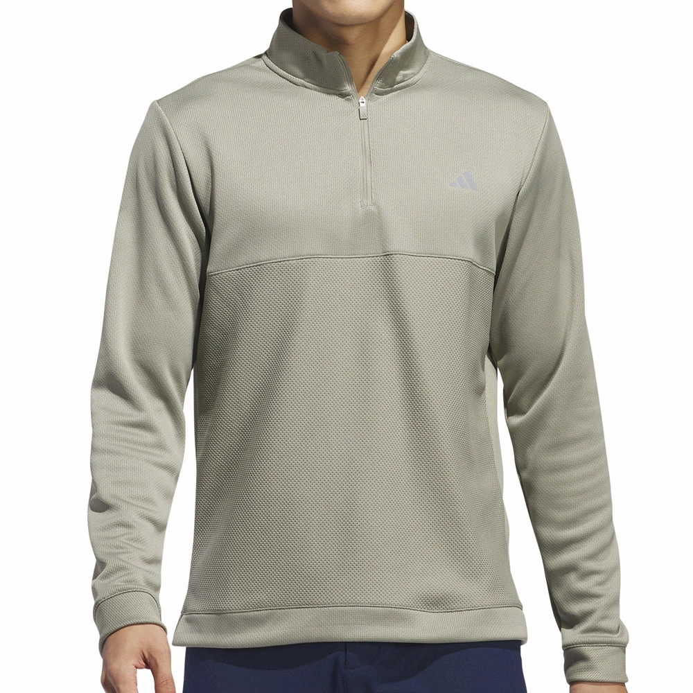 adidas Textured 1/4 Zip Pullover - Silver Pebble dry cleanable Comfy Street
