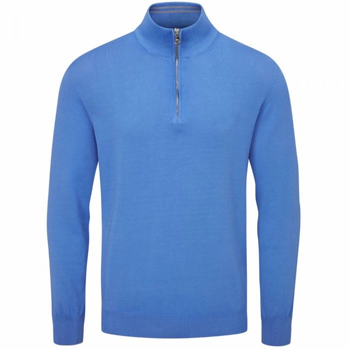 Oscar Jacobson Waldorf 1/2 Zip Pullover - Mid Blue product neutral versatility