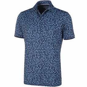 Everyday Style Foam Print Detail Galvin Green Mack Ventil8  Polo Shirt - Navy/Niagara Blue