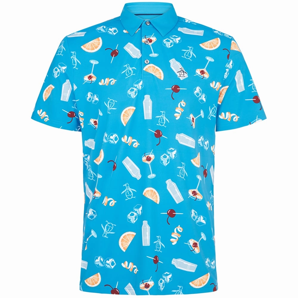 Original Penguin All-Over Oversize Polo Shirt - Mediterranean Blue Fashionable RelaxedFit