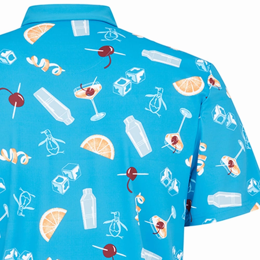 Original Penguin All-Over Oversize Polo Shirt - Mediterranean Blue Party fun