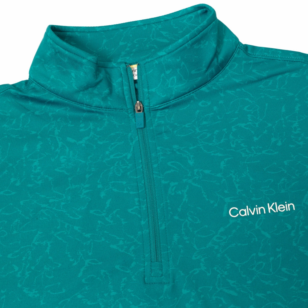 Road Trip Calvin Klein Printed Newport Half Zip Pullover - Sea Green