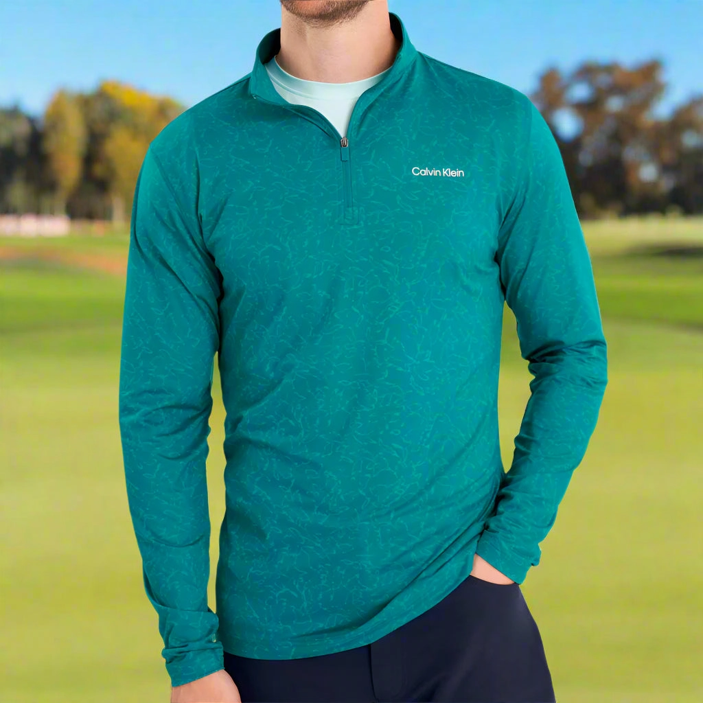 Calvin Klein Printed Newport Half Zip Pullover - Sea Green Comfy All Day product anti odor freshness