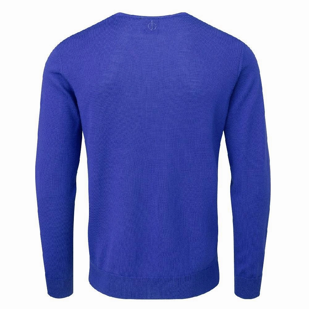 team wear Oscar Jacobson Weston Pin V-Neck Merino Sweater - Royal Blue
